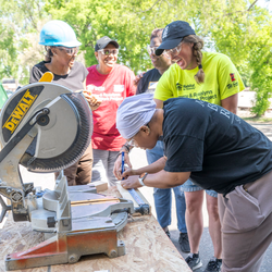 Homeowner using power tools.