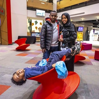 Family at museum.